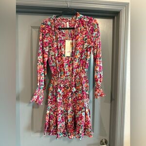 Floral Long Sleeve Ruffle Mini Dress | Smocked Waist | Size S | NWT